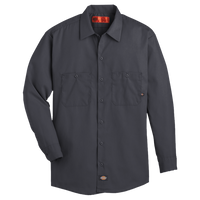 Dickies Men's Industrial Long Sleeve Work Shirt, Dark Charcoal, Front view