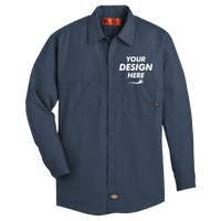 Dickies Men's Industrial Long Sleeve Work Shirt, Dark Navy, Front view, Mockup