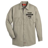 Dickies Men's Industrial Long Sleeve Work Shirt, Desert Sand, Front view, Mockup
