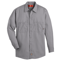 Dickies Men's Industrial Long Sleeve Work Shirt, Graphite Grey, Front view