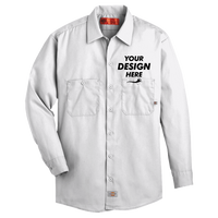 Dickies Men's Industrial Long Sleeve Work Shirt, White, Front view, Mockup