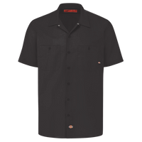 Dickies Men's Industrial Short Sleeve Work Shirt, Black, Front view