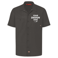 Dickies Men's Industrial Short Sleeve Work Shirt, Dark Charcoal, Front view, Mockup