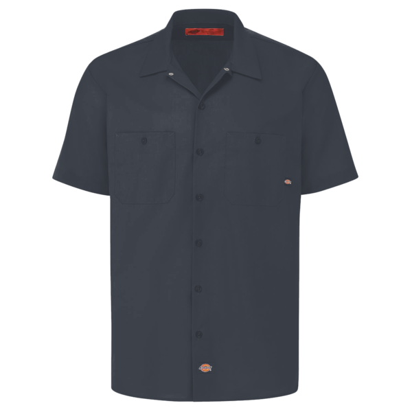 Dickies Men's Industrial Short Sleeve Work Shirt, Dark Navy, Front view