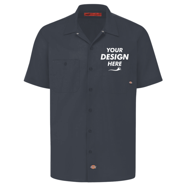 Dickies Men's Industrial Short Sleeve Work Shirt, Dark Navy, Front view, Mockup