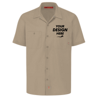Dickies Men's Industrial Short Sleeve Work Shirt, Desert Sand, Front view, Mockup