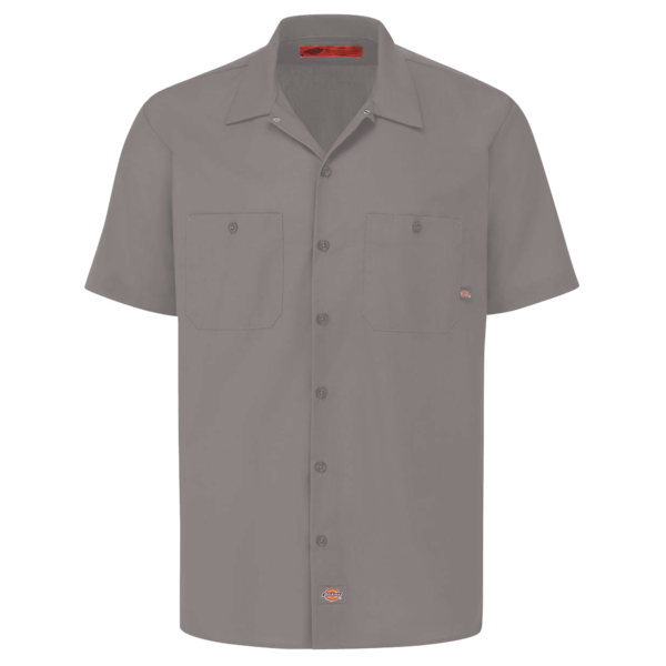 Dickies Men's Industrial Short Sleeve Work Shirt, Graphite Grey, Front view