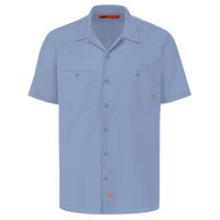 Dickies Men's Industrial Short Sleeve Work Shirt, Light Blue, Front view