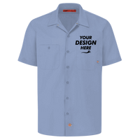 Dickies Men's Industrial Short Sleeve Work Shirt, Light Blue, Front view, Mockup