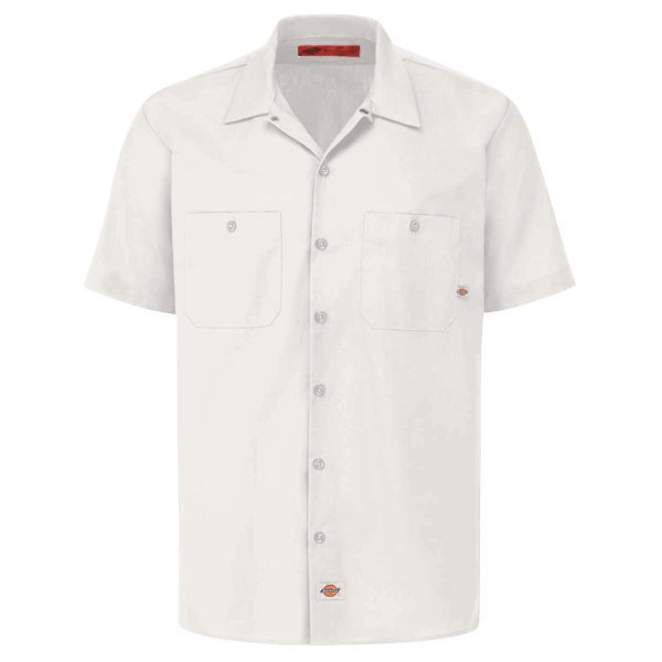 Dickies Men's Industrial Short Sleeve Work Shirt, White, Front view