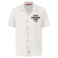 Dickies Men's Industrial Short Sleeve Work Shirt, White, Front view, Mockup