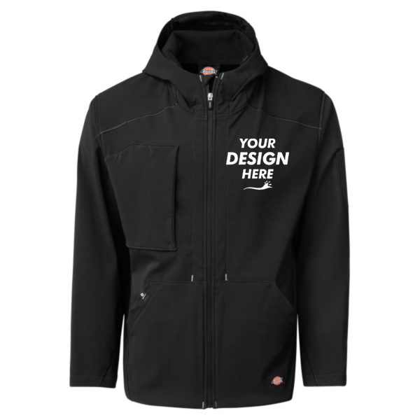 Dickies Men's Protect Hooded Jacket, Black, Front view, Mockup