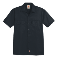 Dickies Men's Short Sleeve Work Shirt, Black, Front view