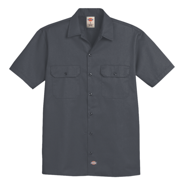 Dickies Men's Short Sleeve Work Shirt, Charcoal, Front view