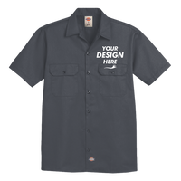 Dickies Men's Short Sleeve Work Shirt, Charcoal, Front view, Mockup