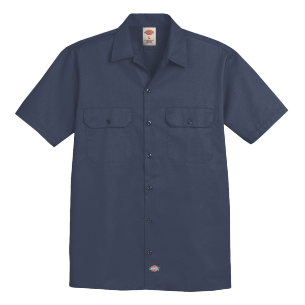 Dickies Men's Short Sleeve Work Shirt, Dark Navy, Front view