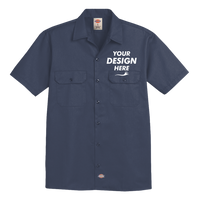 Dickies Men's Short Sleeve Work Shirt, Dark Navy, Front view, Mockup