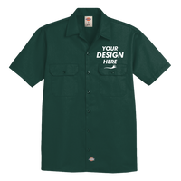 Dickies Men's Short Sleeve Work Shirt, Hunter Green, Front view, Mockup