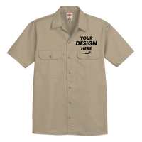 Dickies Men's Short Sleeve Work Shirt, Khaki, Front view, Mockup