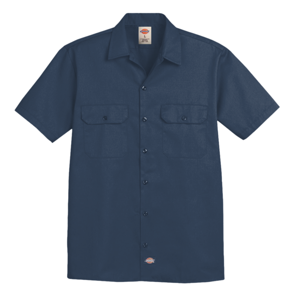 Dickies Men's Short Sleeve Work Shirt, Navy, Front view