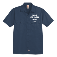 Dickies Men's Short Sleeve Work Shirt, Navy, Front view, Mockup