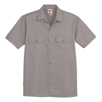 Dickies Men's Short Sleeve Work Shirt, Silver Grey, Front view