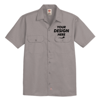 Dickies Men's Short Sleeve Work Shirt, Silver Grey, Front view, Mockup