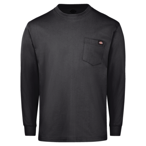 Dickies Men's Traditional Heavyweight Long Sleeve T-Shirt, Black, Front view