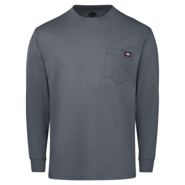 Dickies Men's Traditional Heavyweight Long Sleeve T-Shirt, Charcoal, Front view