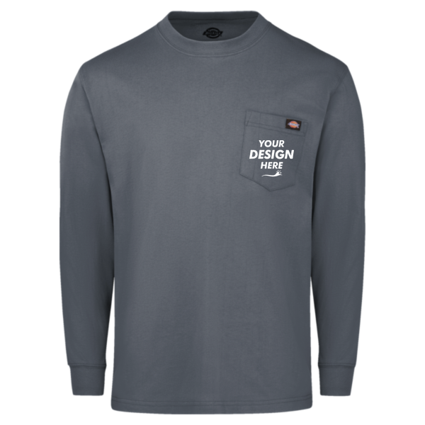 Dickies Men's Traditional Heavyweight Long Sleeve T-Shirt, Charcoal, Front view, Mockup