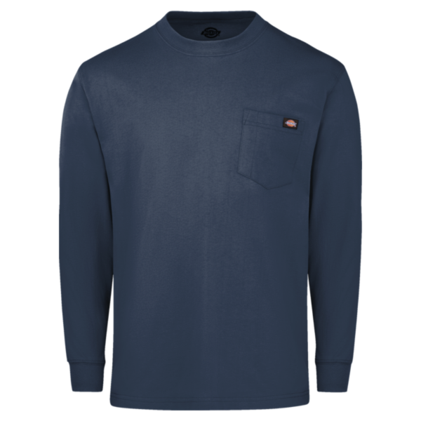 Dickies Men's Traditional Heavyweight Long Sleeve T-Shirt, Dark Navy, Front view