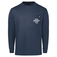 Dickies Men's Traditional Heavyweight Long Sleeve T-Shirt, Dark Navy, Front view, Mockup