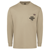Dickies Men's Traditional Heavyweight Long Sleeve T-Shirt, Desert Sand, Front view, Mockup