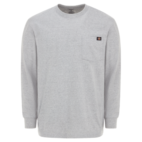 Dickies Men's Traditional Heavyweight Long Sleeve T-Shirt, Heather Grey, Front view