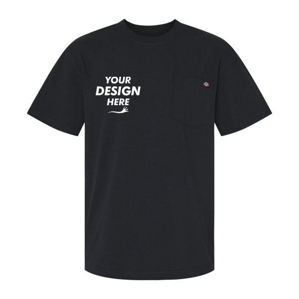Dickies Men's Traditional Heavyweight T-Shirt, Black, Front view, Mockup