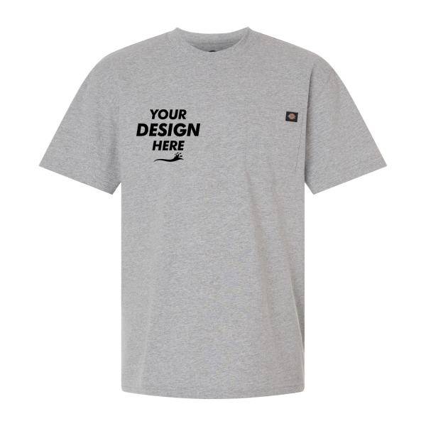 Dickies Men's Traditional Heavyweight T-Shirt, Heather Grey, Front view, Mockup