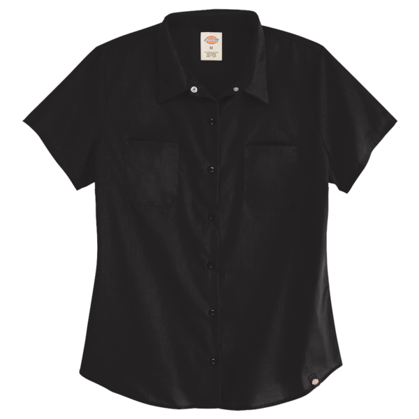 Dickies Women's Industrial Short Sleeve Work Shirt, Black, Front view