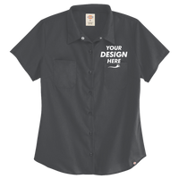 Dickies Women's Industrial Short Sleeve Work Shirt, Dark Charcoal, Front view, Mockup