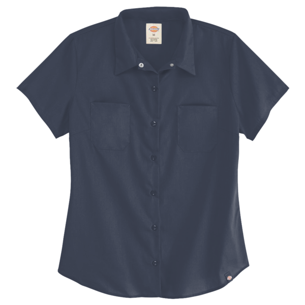 Dickies Women's Industrial Short Sleeve Work Shirt, Dark Navy, Front view