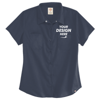 Dickies Women's Industrial Short Sleeve Work Shirt, Dark Navy, Front view, Mockup