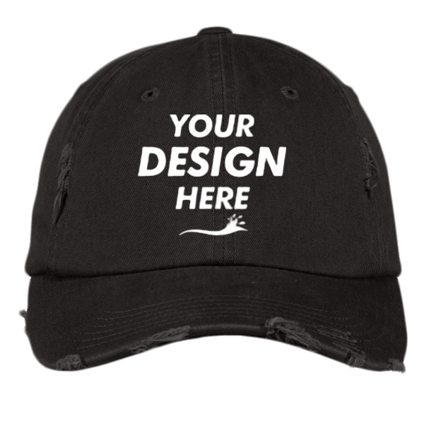 District Distressed Cap, Black, Front view, Mockup