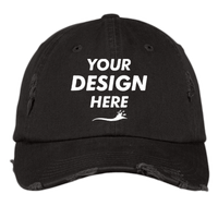 District Distressed Cap, Black, Front view, Mockup