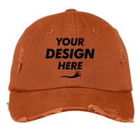 District Distressed Cap, Burnt Orange, Front view, Mockup
