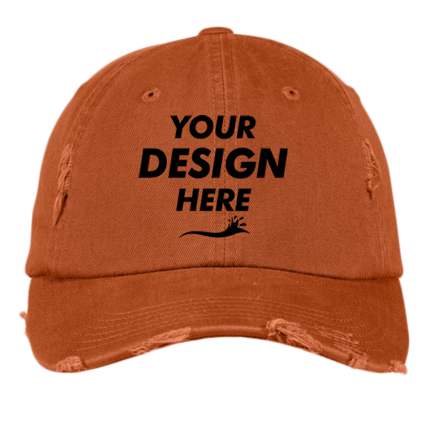 District Distressed Cap, Burnt Orange, Front view, Mockup