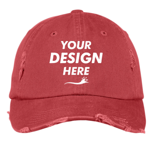 District Distressed Cap, Dashing Red, Front view, Mockup