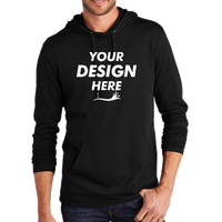 District Featherweight French Terry Hoodie, Black, Front view, Mockup