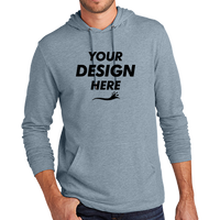 District Featherweight French Terry Hoodie, Flint Blue Heather, Front view, Mockup