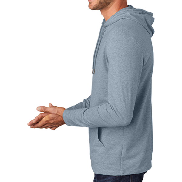 District Featherweight French Terry Hoodie, Flint Blue Heather, Left Sleeve view