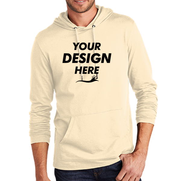 District Featherweight French Terry Hoodie, Gardenia, Front view, Mockup