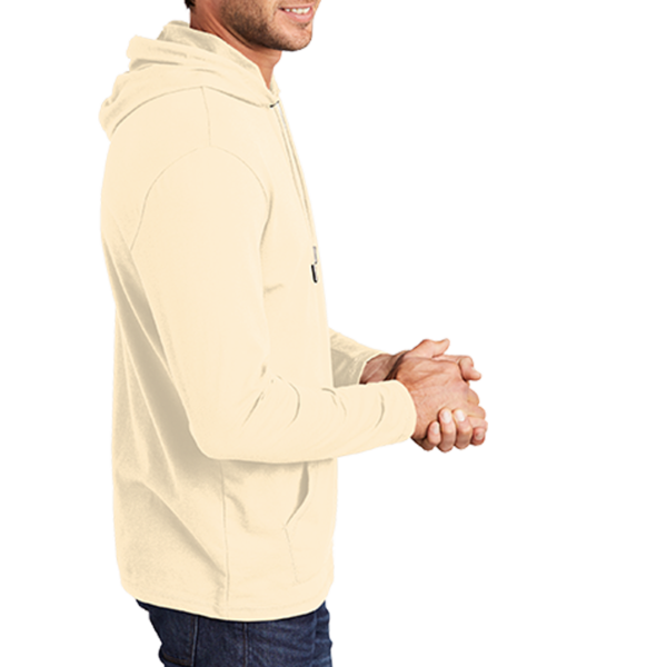 District Featherweight French Terry Hoodie, Gardenia, Right Sleeve view